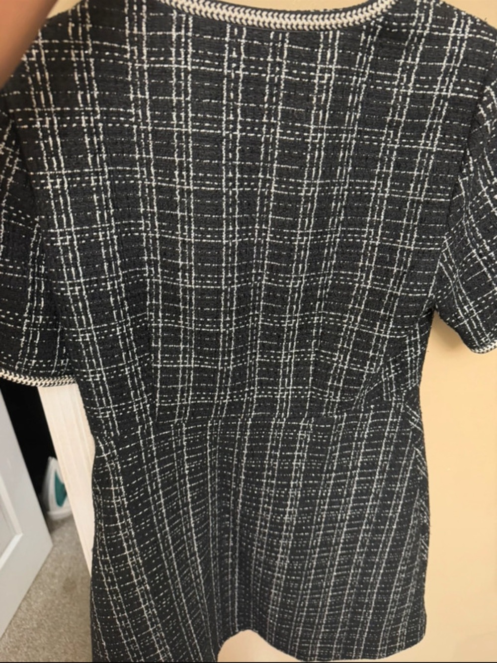 Cece Black & White Tweed Short-Sleeve Coat Dress - Picture 7 of 8